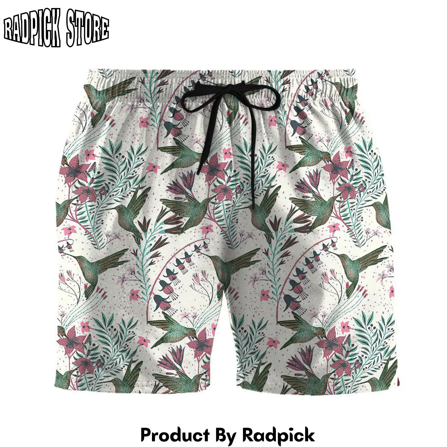Radpick 3d hummingbird with columbine flower shorts rp631795